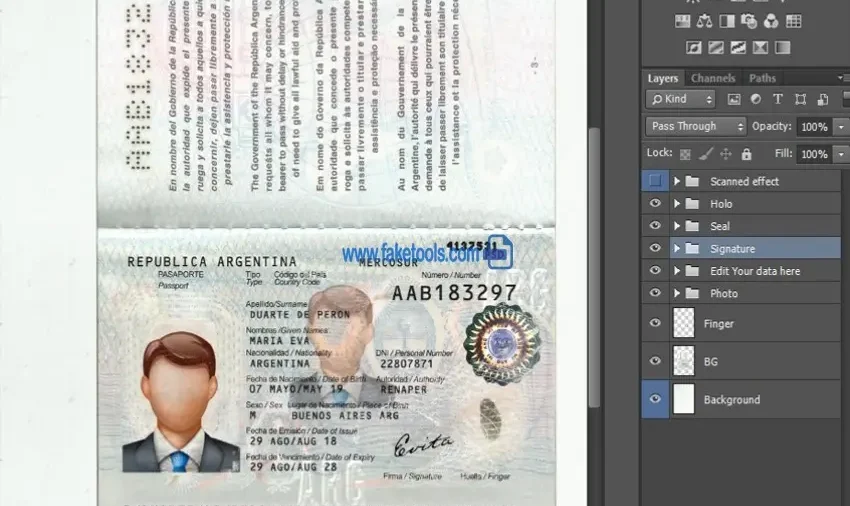 Argentina passport Template PSD | High-Quality & Editable