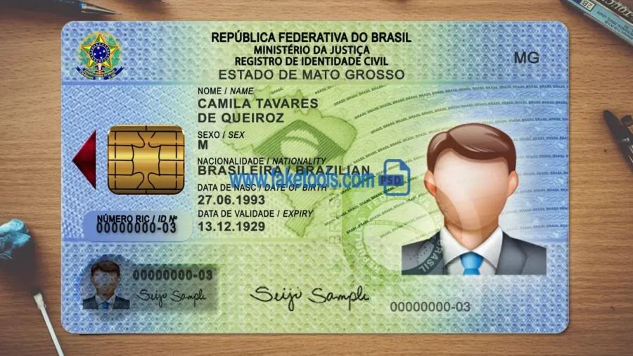 Brazil ID Card Template Psd
