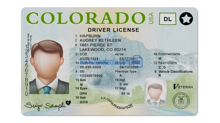Colorado Drivers License template PSD | High-Quality & Editable