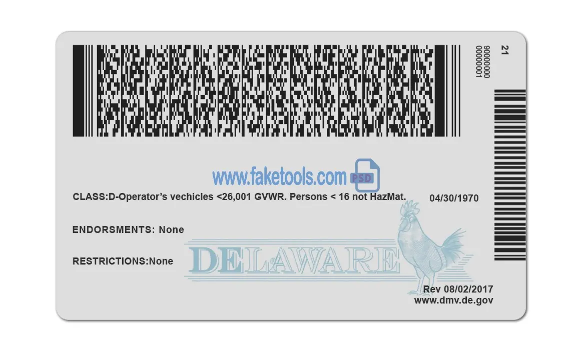 Delaware Drivers License template psd - Image 6