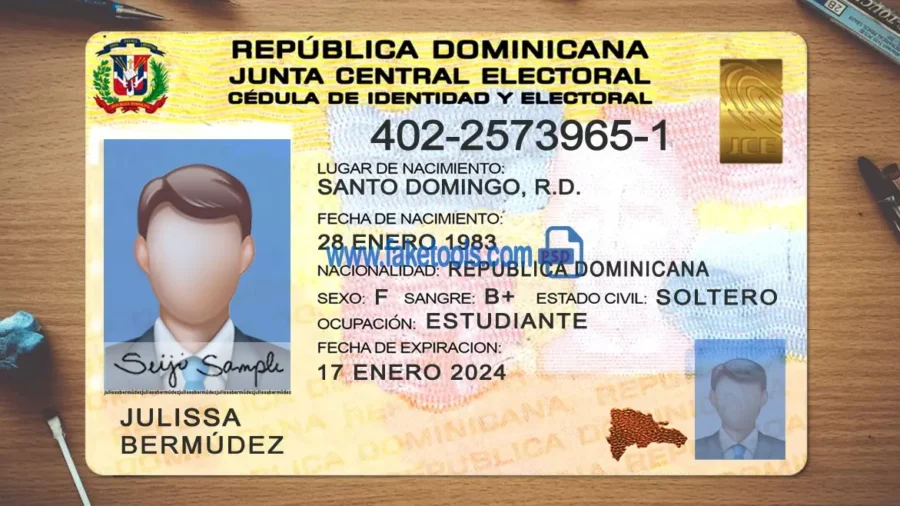 Dominican Republic ID Card Template Psd