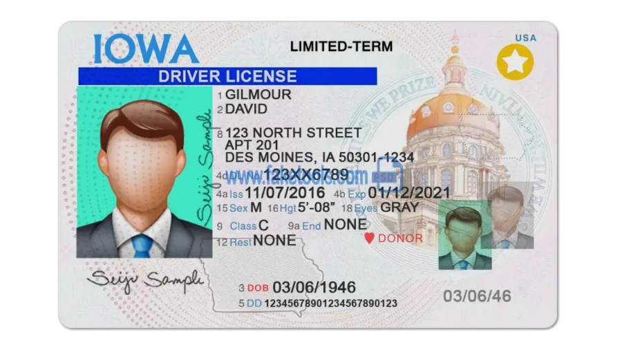 Iowa Drivers License template PSD | High-Quality & Editable