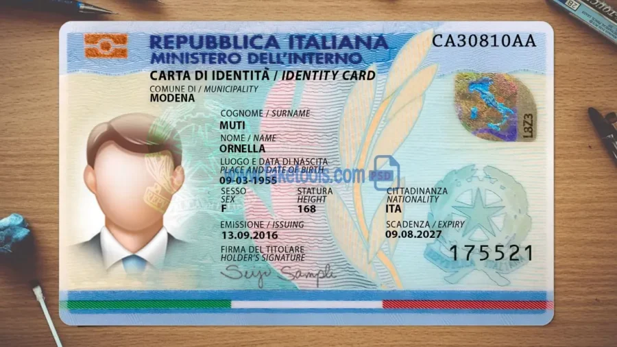 Italy ID Card Template Psd