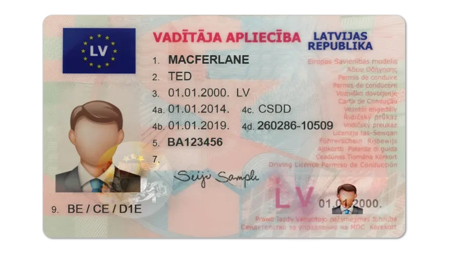 Latvia Drivers License template PSD | High-Quality & Editable
