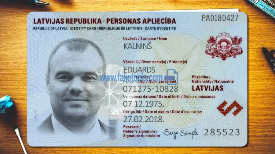 Latvia ID Card Template Psd