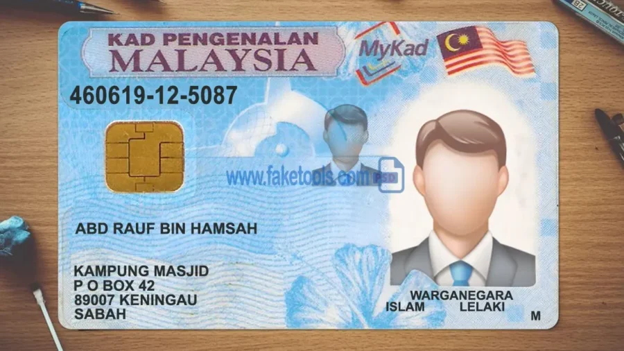 Malaysia ID Card Template Psd