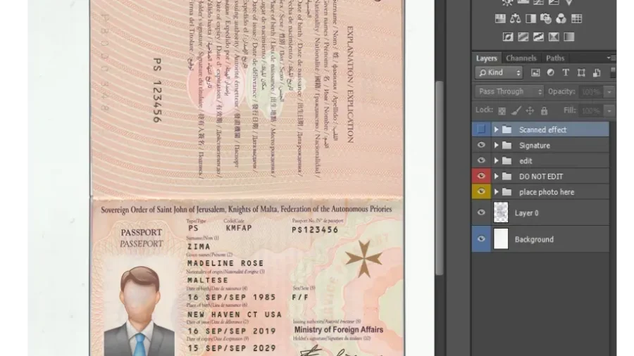 Malta passport Template PSD | High-Quality & Editable