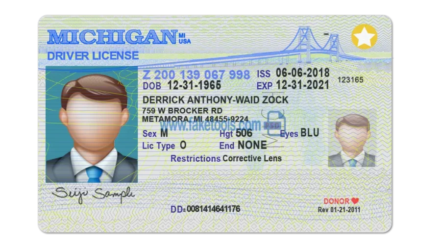 Michigan Drivers License template PSD | High-Quality & Editable