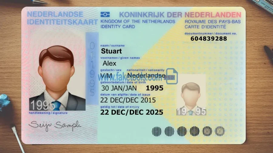 Netherlands ID Card Template Psd