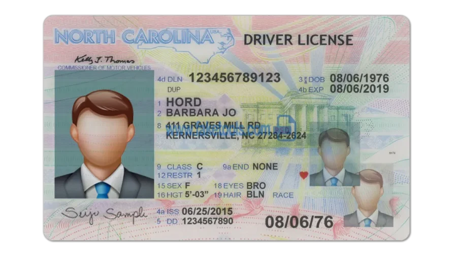 North Carolina Drivers License template PSD | High-Quality & Editable