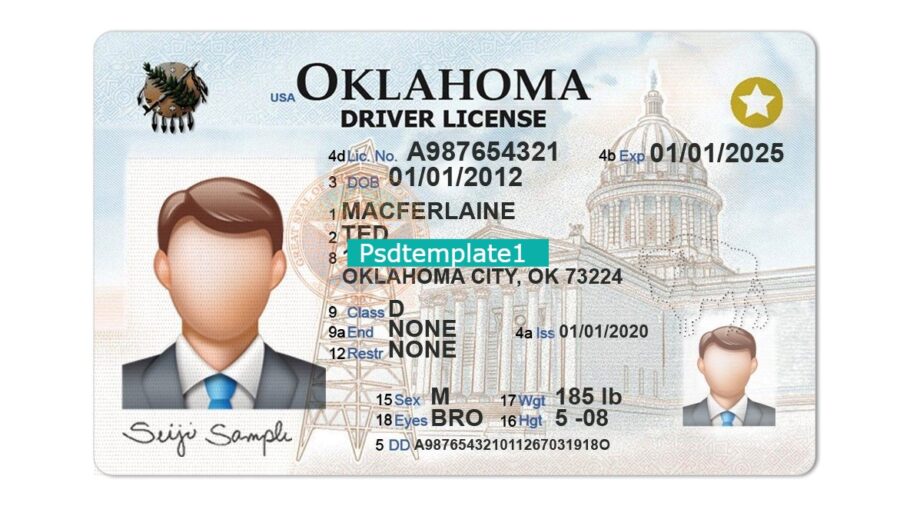 Oklahoma Drivers License template PSD | High-Quality & Editable