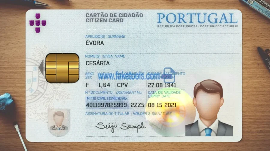 Portugal ID Card Template Psd