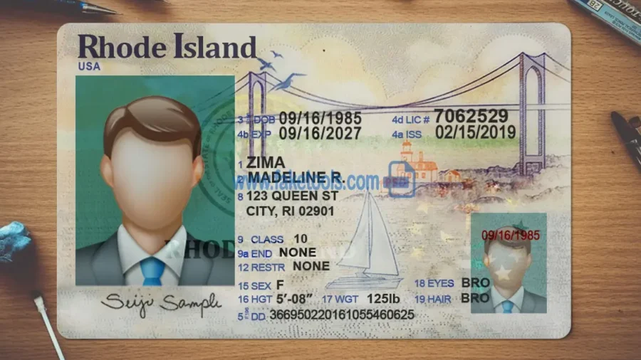 Rhode Island Drivers License template PSD | High-Quality & Editable