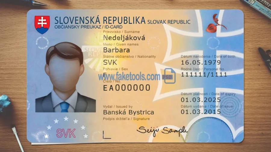 Slovakia ID Card Template Psd