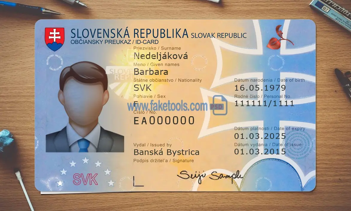 Slovakia ID Card Template Psd