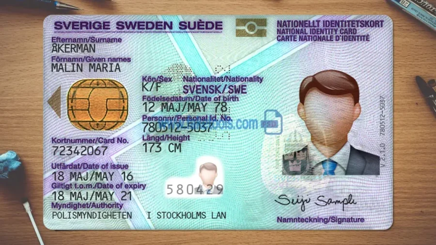 Sweden ID Card Template psd