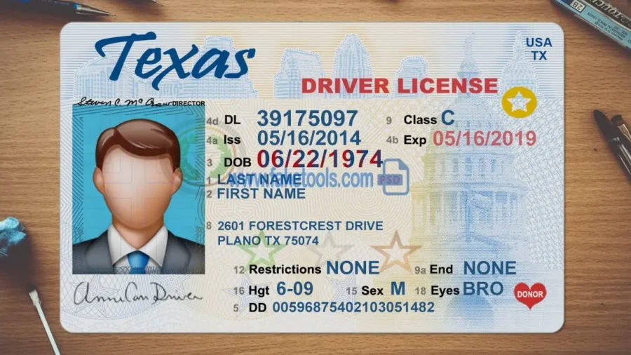 Texas Drivers License template PSD | High-Quality & Editable