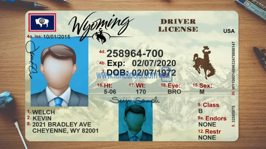 Wyoming Drivers License template PSD | High-Quality & Editable