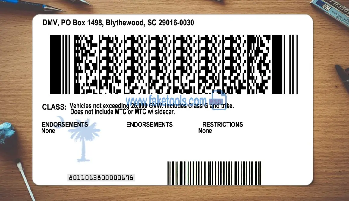 South Carolina Drivers License template PSD | High-Quality & Editable (old and new version) - Image 4