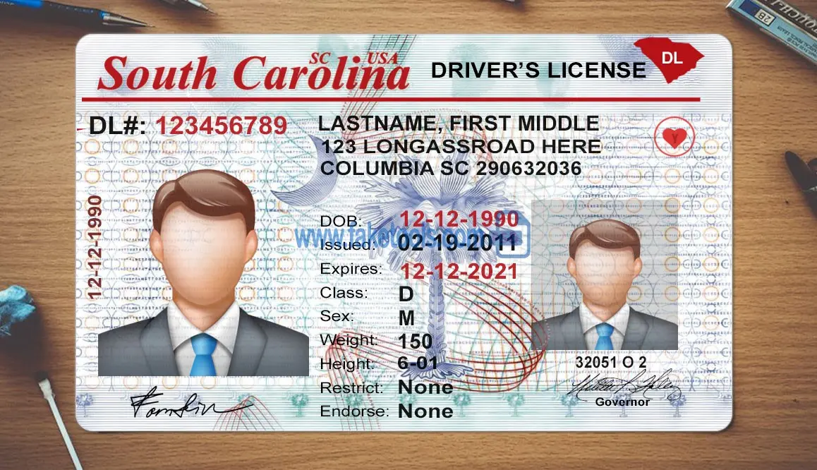 South Carolina Drivers License template PSD | High-Quality & Editable (old and new version) - Image 3