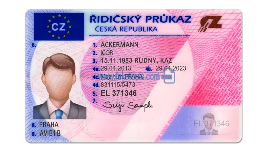 👉Czech Republic Drivers License Template PSD | High-Quality & Editable