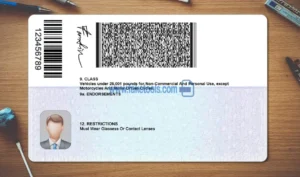 District of Columbia Drivers License template PSD