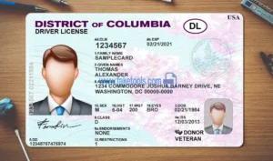 District of Columbia Drivers License template PSD