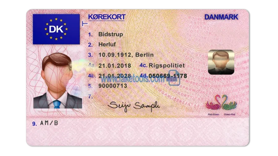Denmark Drivers License template PSD | High-Quality & Editable
