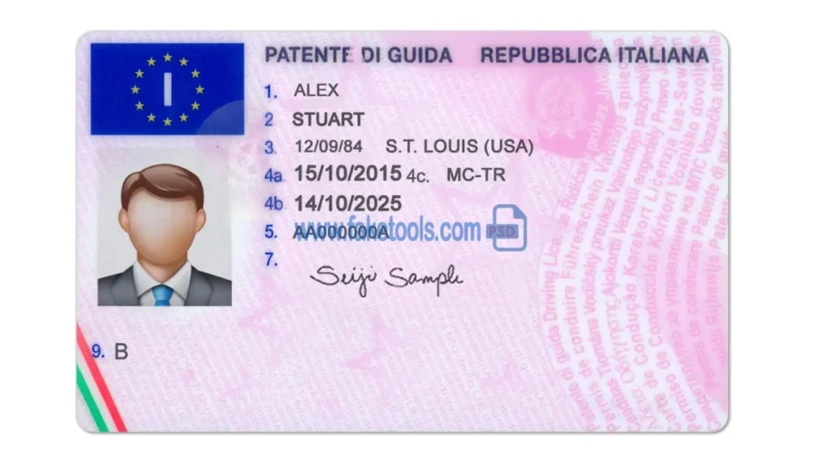 Italy Drivers License template PSD | High-Quality & Editable