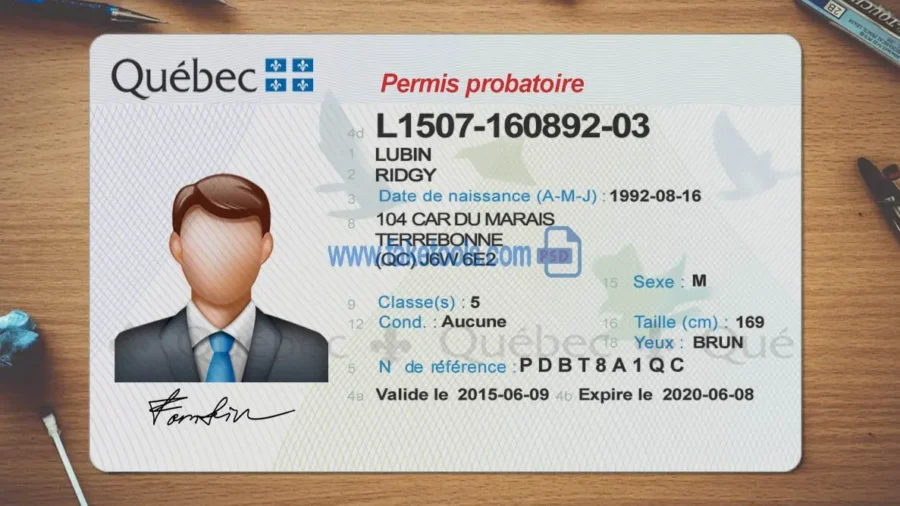 Quebec Drivers License template PSD | High-Quality & Editable