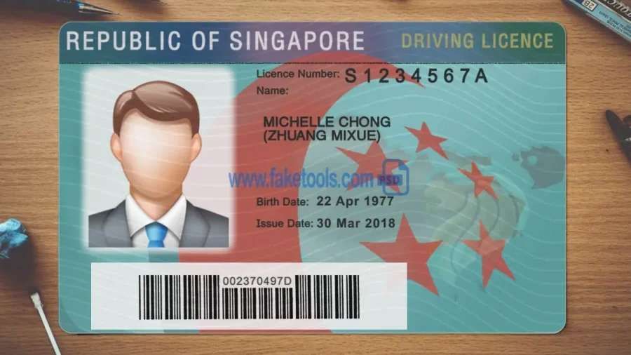 Singapore Drivers License template PSD | High-Quality & Editable