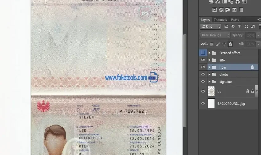 Austria passport Template PSD | High-Quality & Editable: