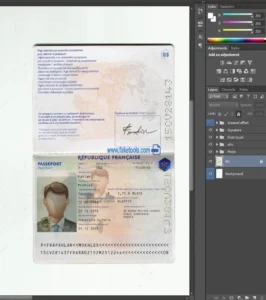 France passport Template PSD | High-Quality & Editable