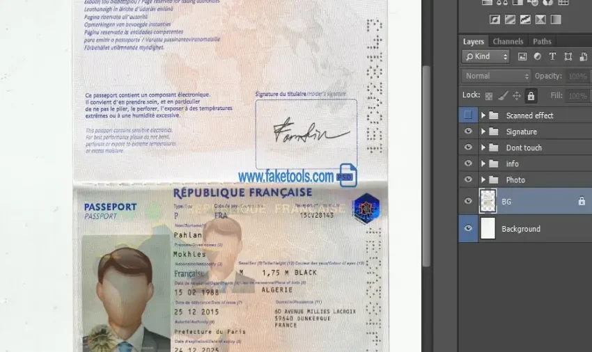 France passport Template PSD | High-Quality & Editable