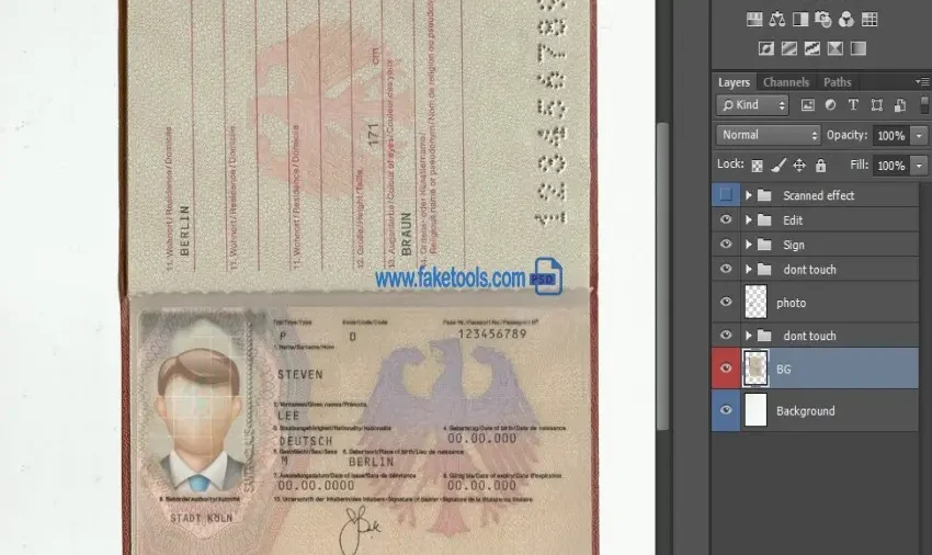 Germany passport Template PSD | High-Quality & Editable