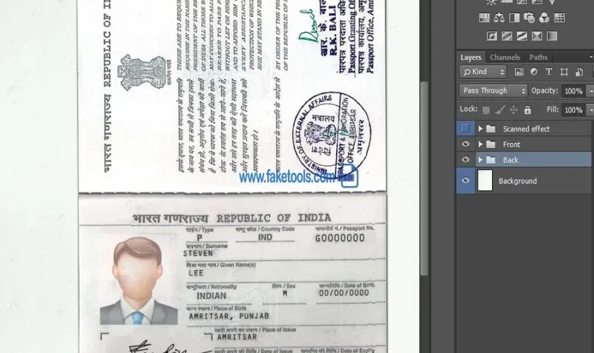 India passport Template PSD | High-Quality & Editable