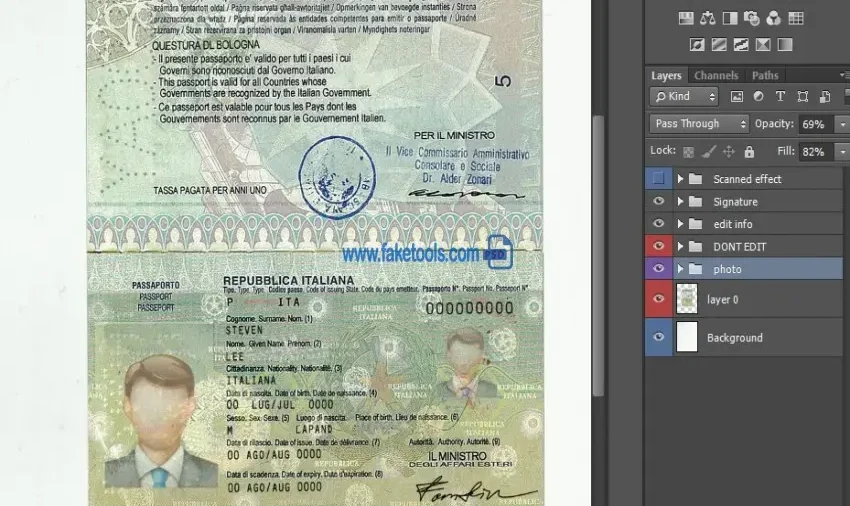 Italy passport Template PSD | High-Quality & Editable