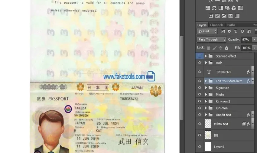 Japan passport Template PSD | High-Quality & Editable