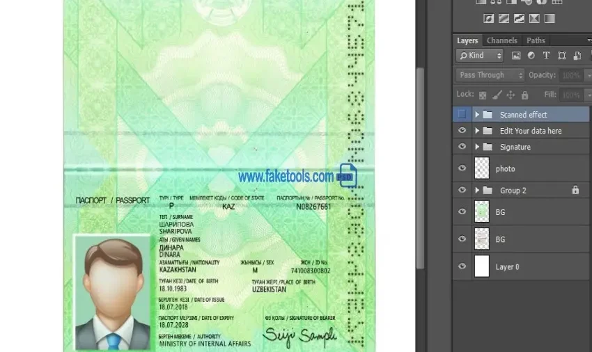 Kazakhstan passport Template PSD | High-Quality & Editable