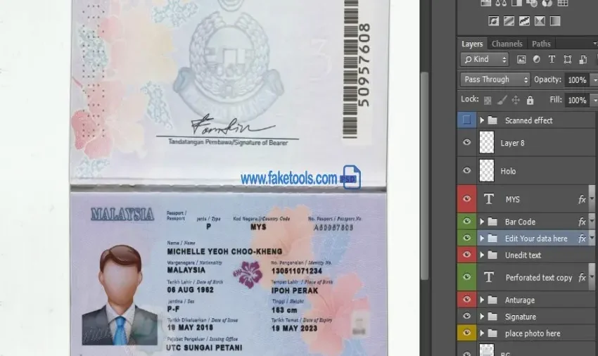 Malaysia passport Template PSD | High-Quality & Editable