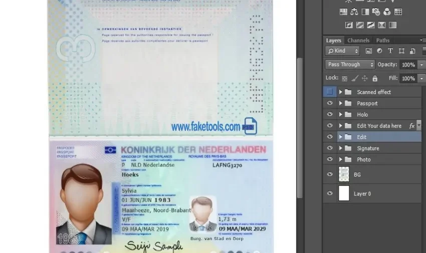 Netherlands passport Template PSD | High-Quality & Editable