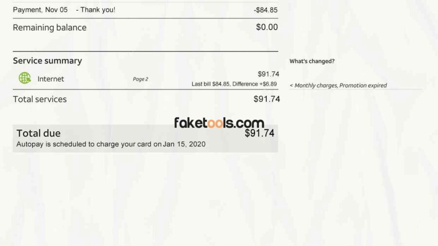 AT&T bill Template Psd with realistic formatting and fully customizable layers. Edit account information, billing details, and layout elements quickly in Photoshop.