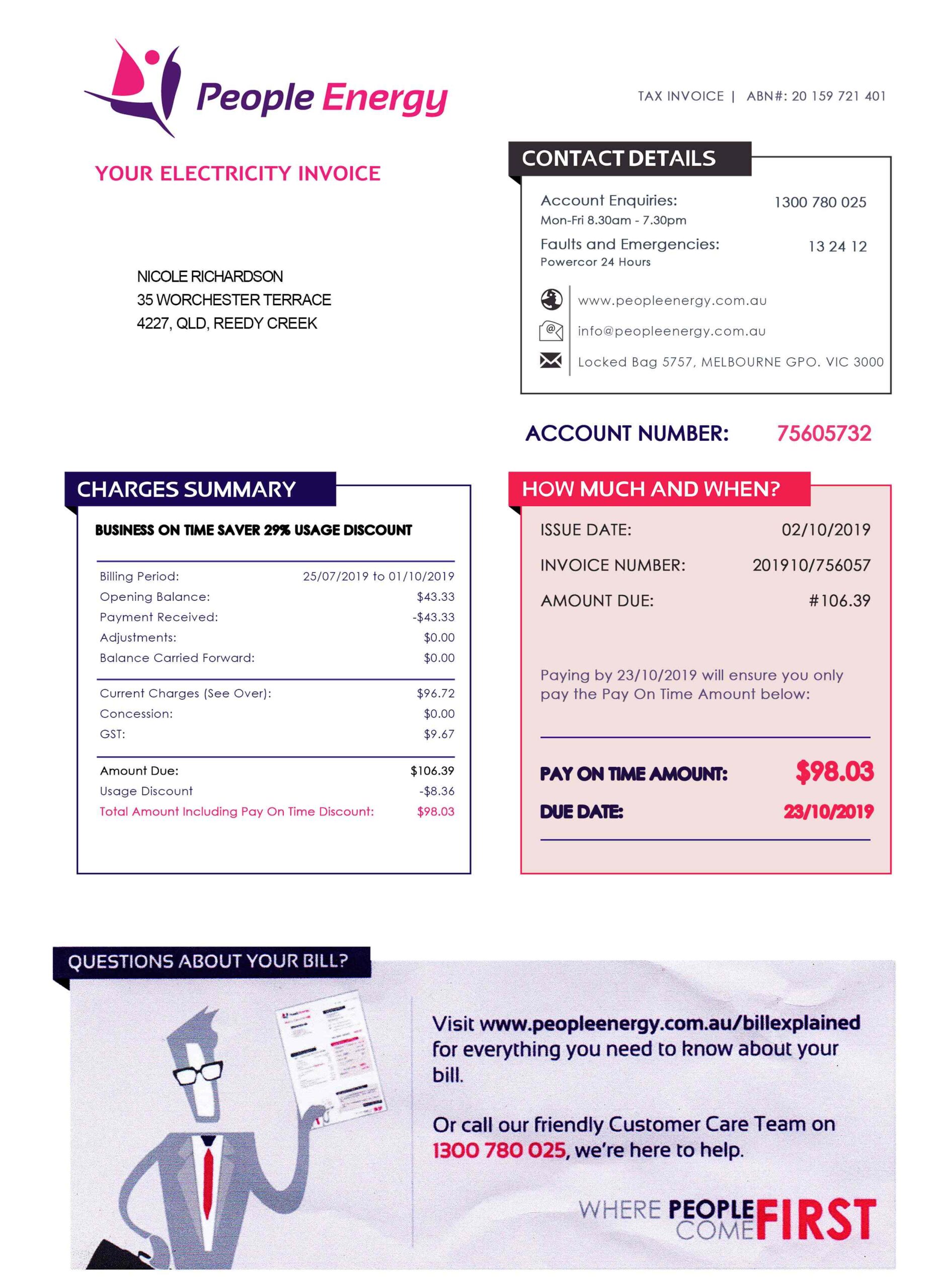 Australia utility bill template psd | Australia proof of address template psd