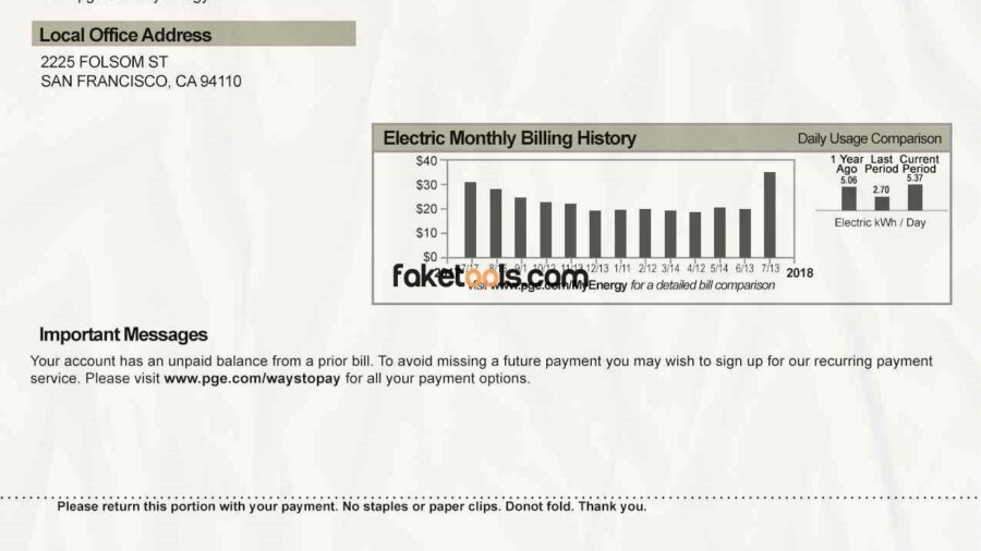 California utility bill template psd | California proof of address template psd