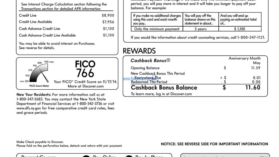 Discover Card Statement template psd