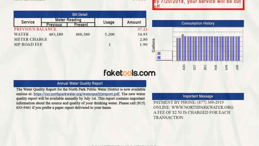 Illinois utility bill template psd | Illinois proof of address template psd