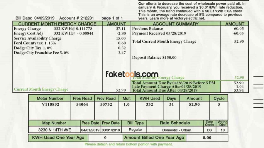 kansas utility bill template psd | kansas proof of address template psd