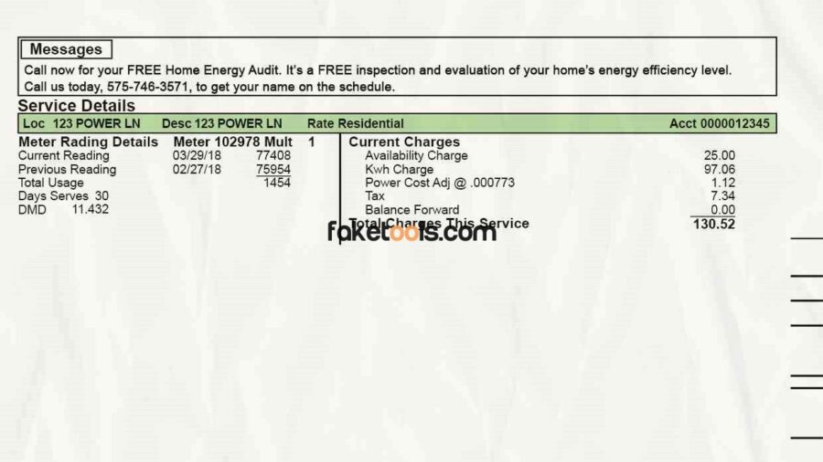 new mexico utility bill template psd | new mexico proof of address template psd