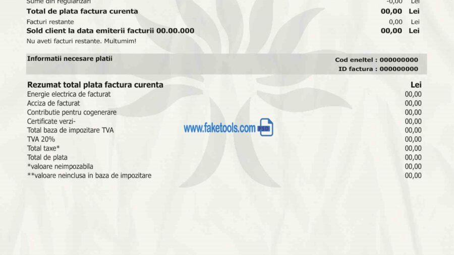 romania utility bill template psd | romania proof of address template psd