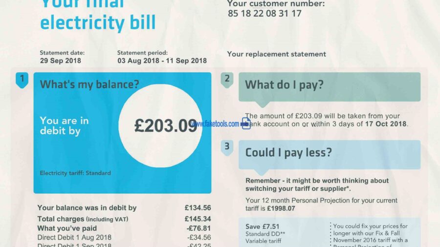 Uk utility bill template psd | Uk proof of address template psd